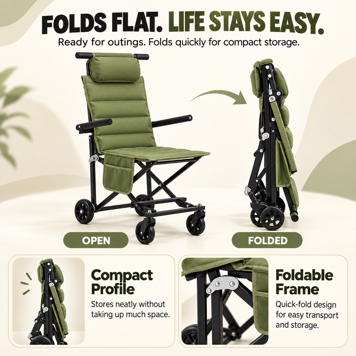 WillowEase™ Folding Transport Chair